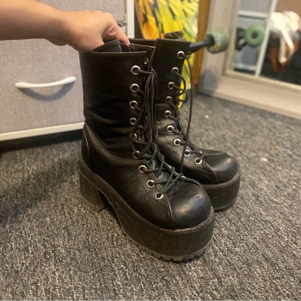 Thick Wedged Goth Combat Boots🖤